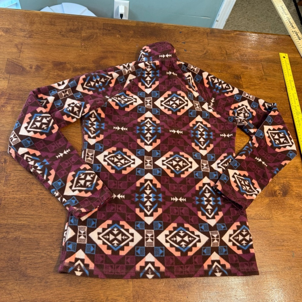 Eddie Bauer purple cream Geometric Patterned fleece Pullover size XS - Picture 9 of 11